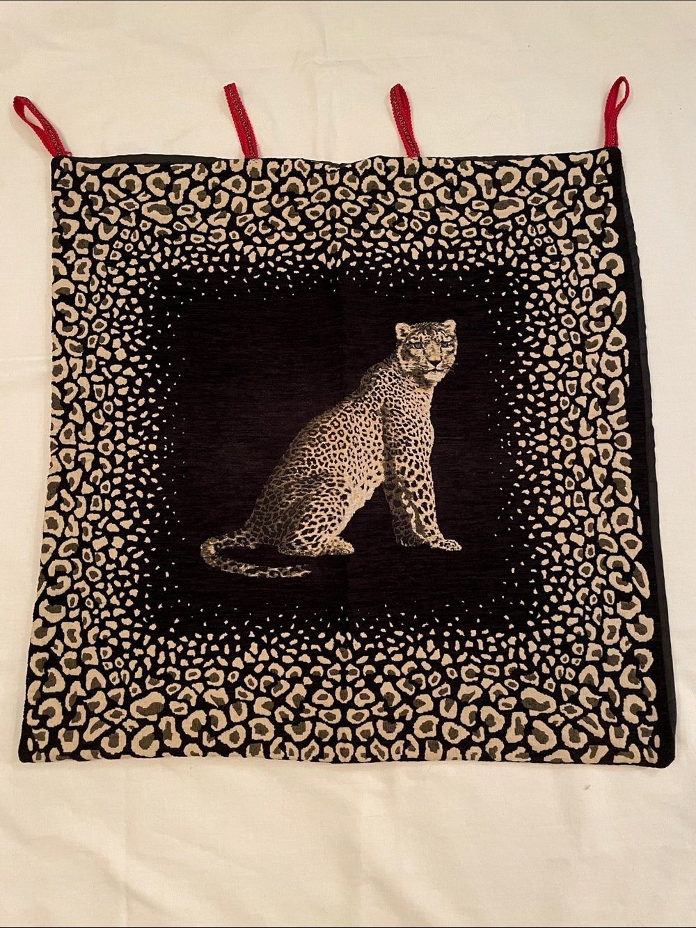 Leopard Cat Print Tapestry Decorative Pillow Cover/ Wall Hanging 25” Square